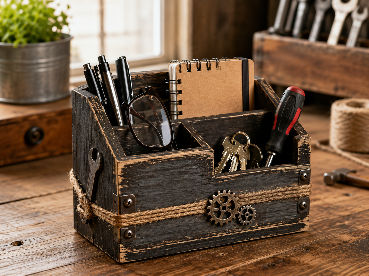 How to finalize & fill - Rustic Dad's Desk Organizer: A Workshop-Inspired Gift DIY tutorial