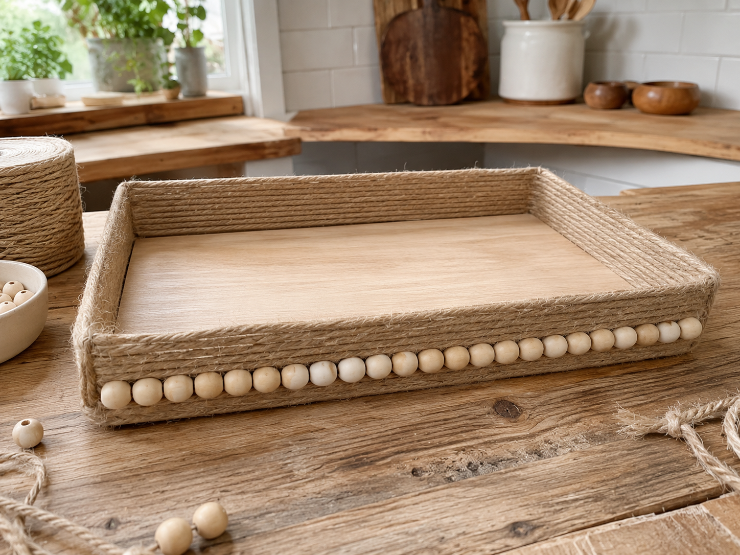 How to prepare & decorate the tray base - Rustic Farmhouse Kitchen Organizer Caddy (Dollar Tree DIY) DIY tutorial