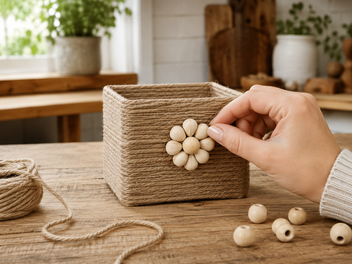 How to craft jute napkin holder - Rustic Farmhouse Kitchen Organizer Caddy (Dollar Tree DIY) DIY tutorial