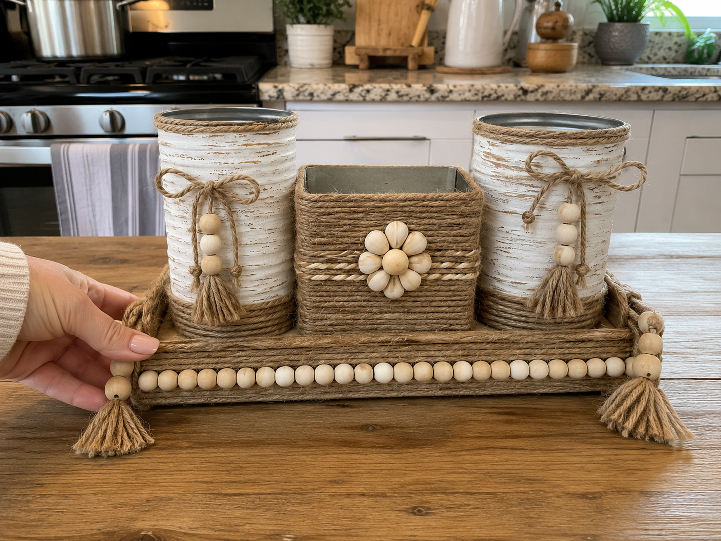 How to assemble the caddy - Rustic Farmhouse Kitchen Organizer Caddy (Dollar Tree DIY) DIY tutorial