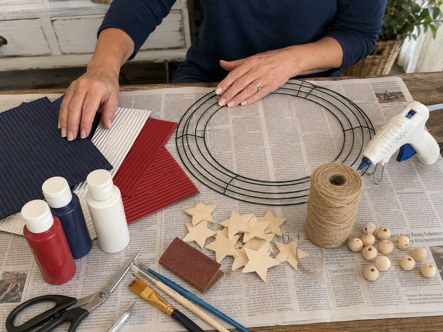 How to gather & prepare materials - Rustic Patriotic Star Wreath: A Dollar Tree DIY DIY tutorial
