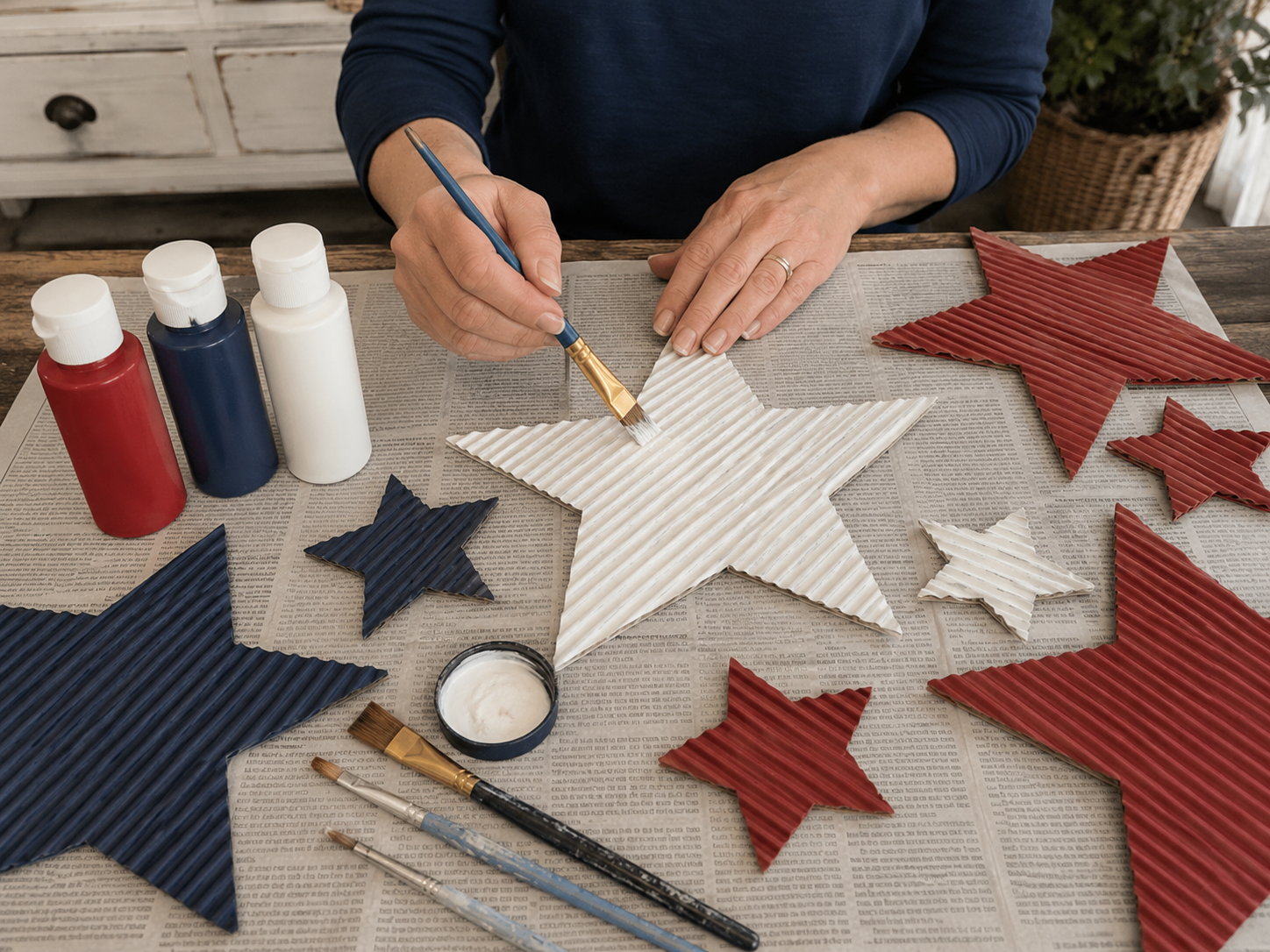 How to paint patriotic colors - Rustic Patriotic Star Wreath: A Dollar Tree DIY DIY tutorial