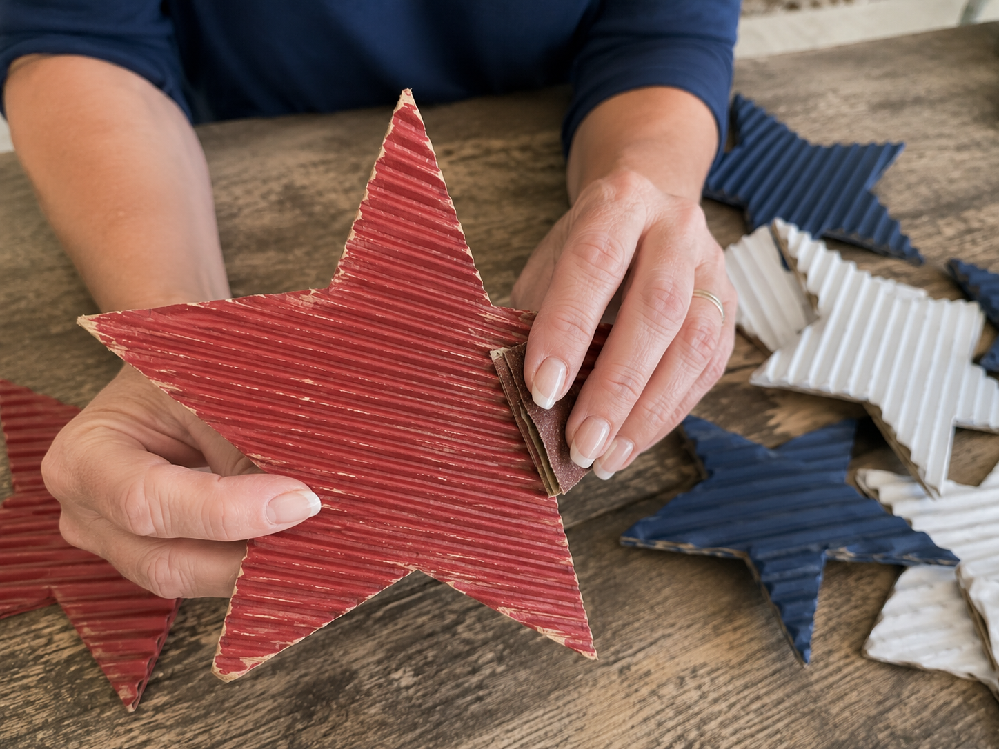 How to distress for farmhouse look - Rustic Patriotic Star Wreath: A Dollar Tree DIY DIY tutorial