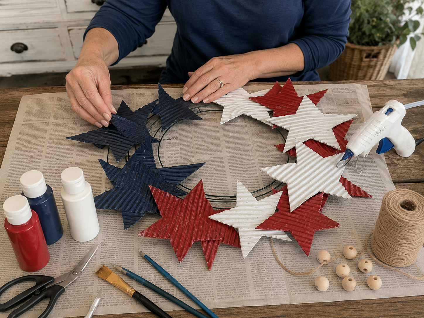 How to assemble wreath layout - Rustic Patriotic Star Wreath: A Dollar Tree DIY DIY tutorial