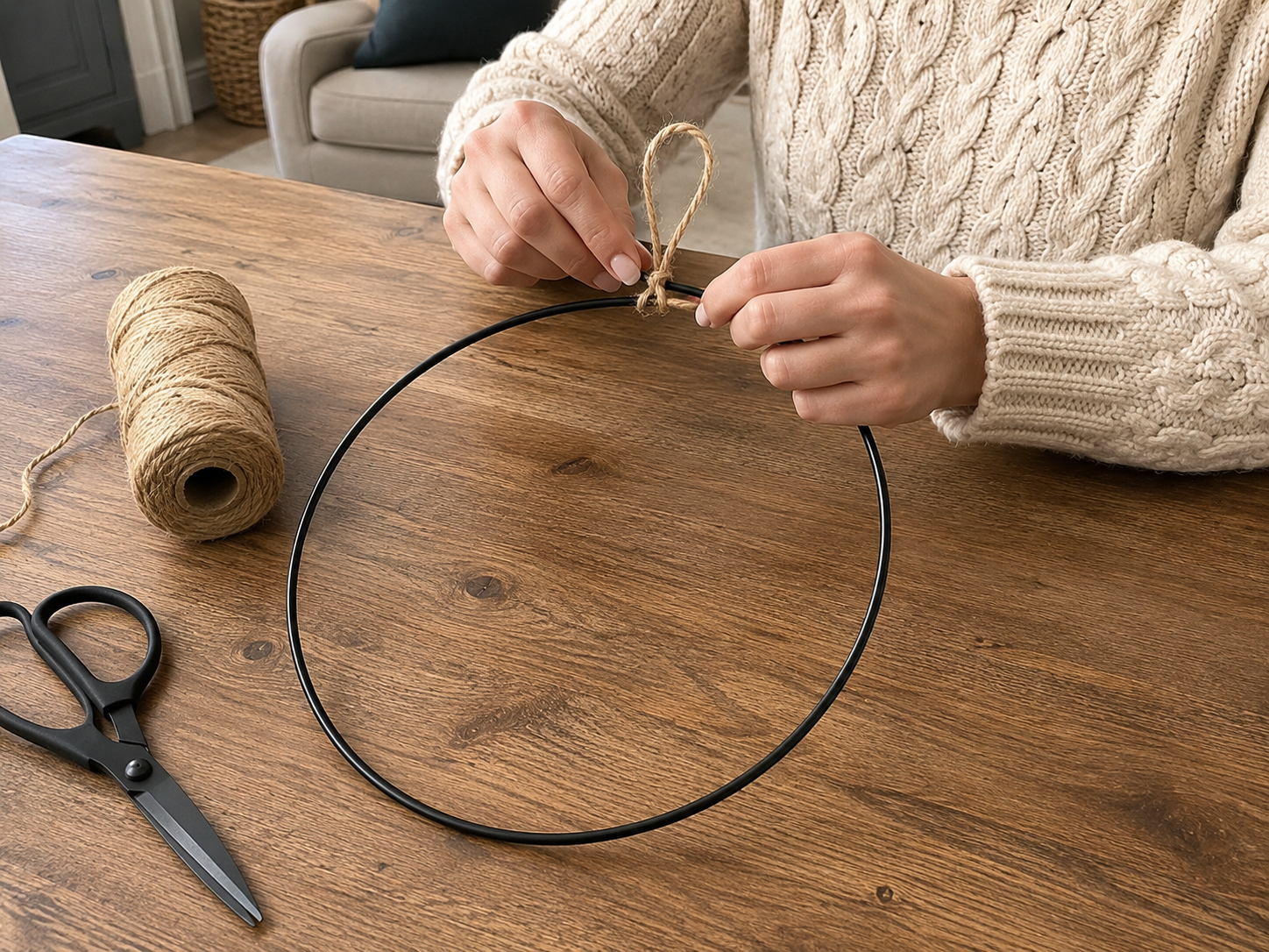 How to prepare wreath base & hanger - Simple & Elegant Graduation Hoop Wreath DIY tutorial