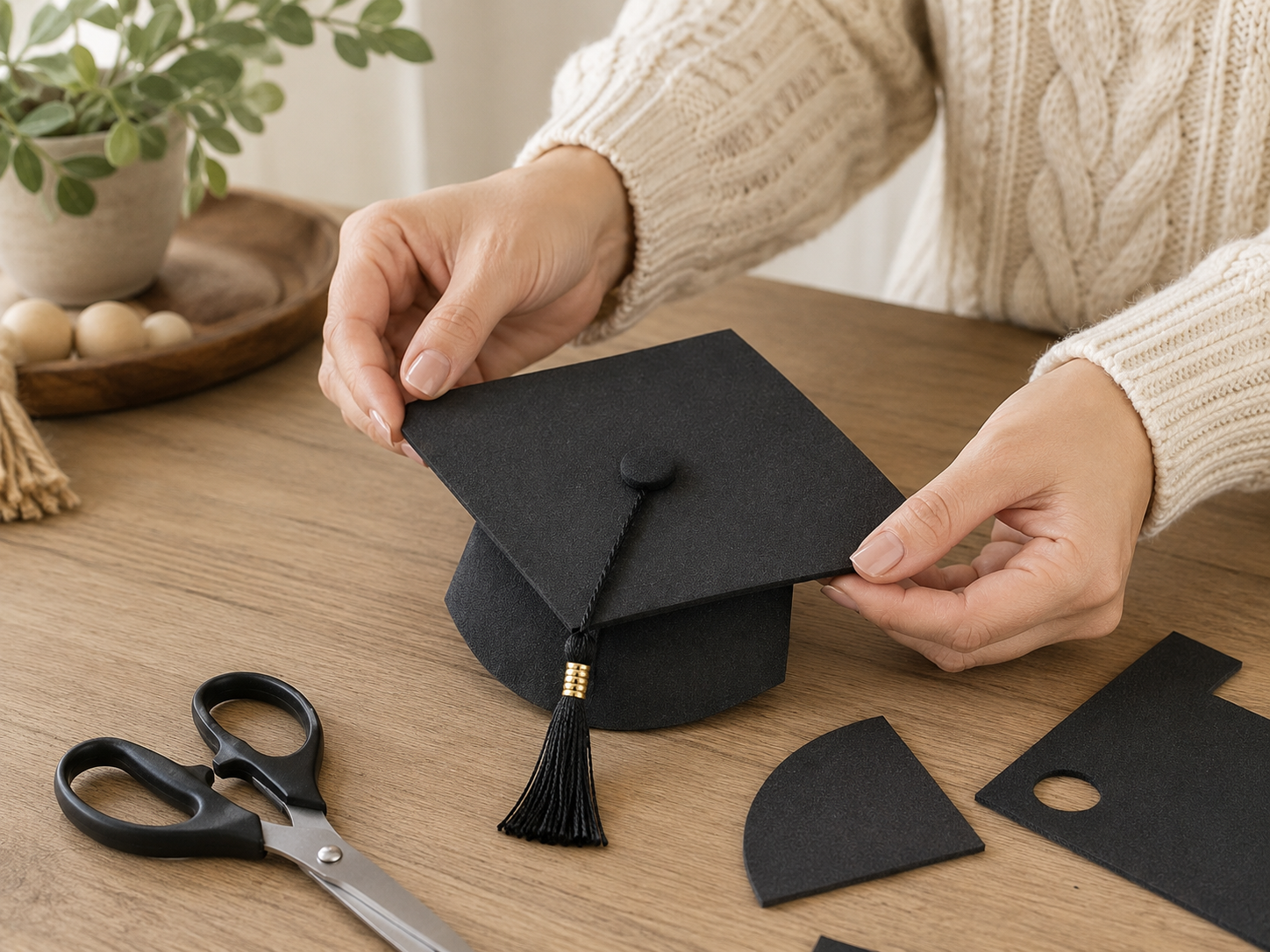 How to craft the graduation cap - Simple & Elegant Graduation Hoop Wreath DIY tutorial