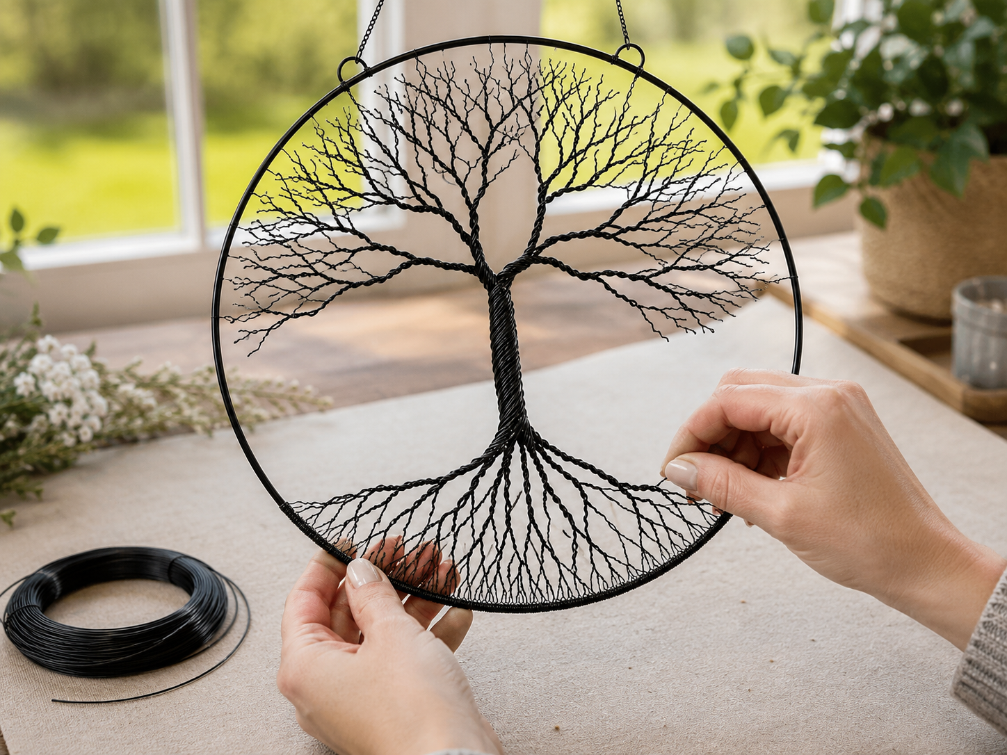 How to shape the exposed roots - Sparkling Dollar Tree Crystal Tree of Life Suncatcher DIY tutorial