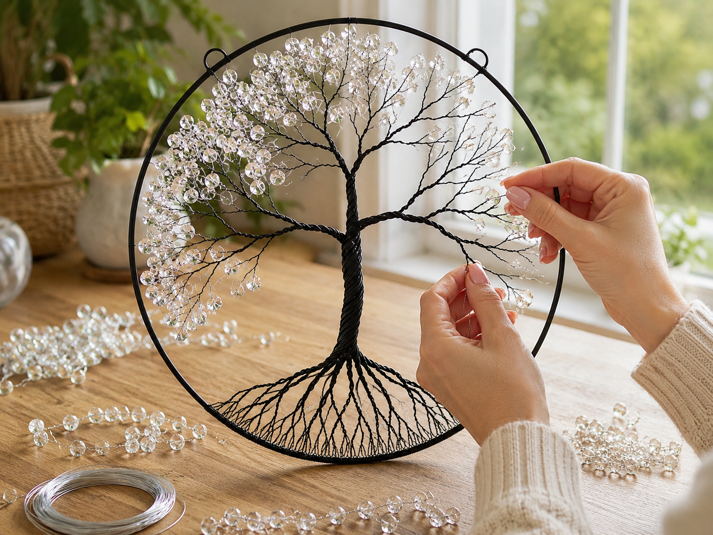 How to adorn canopy with crystals - Sparkling Dollar Tree Crystal Tree of Life Suncatcher DIY tutorial