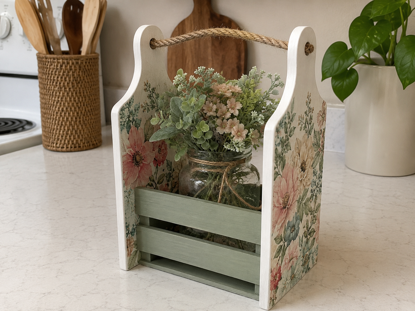 How to style your farmhouse caddy - Charming Farmhouse Caddy: Cutting Board & Crate DIY DIY tutorial