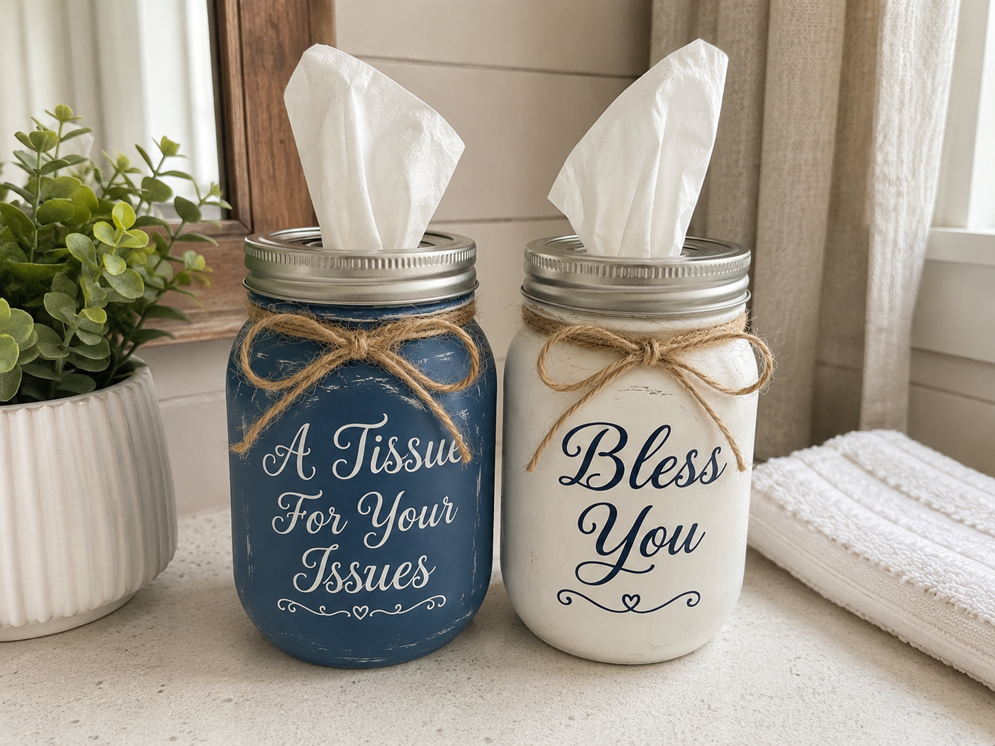 How to seal & display - Cozy Farmhouse Mason Jar Tissue Holders DIY tutorial