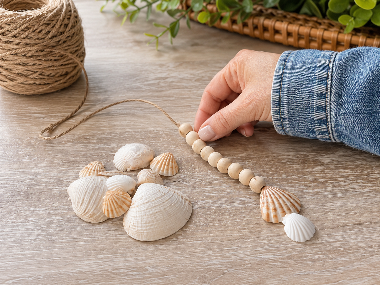 How to craft bead & shell charm - DIY Coastal Farmhouse Cutting Board Decor DIY tutorial