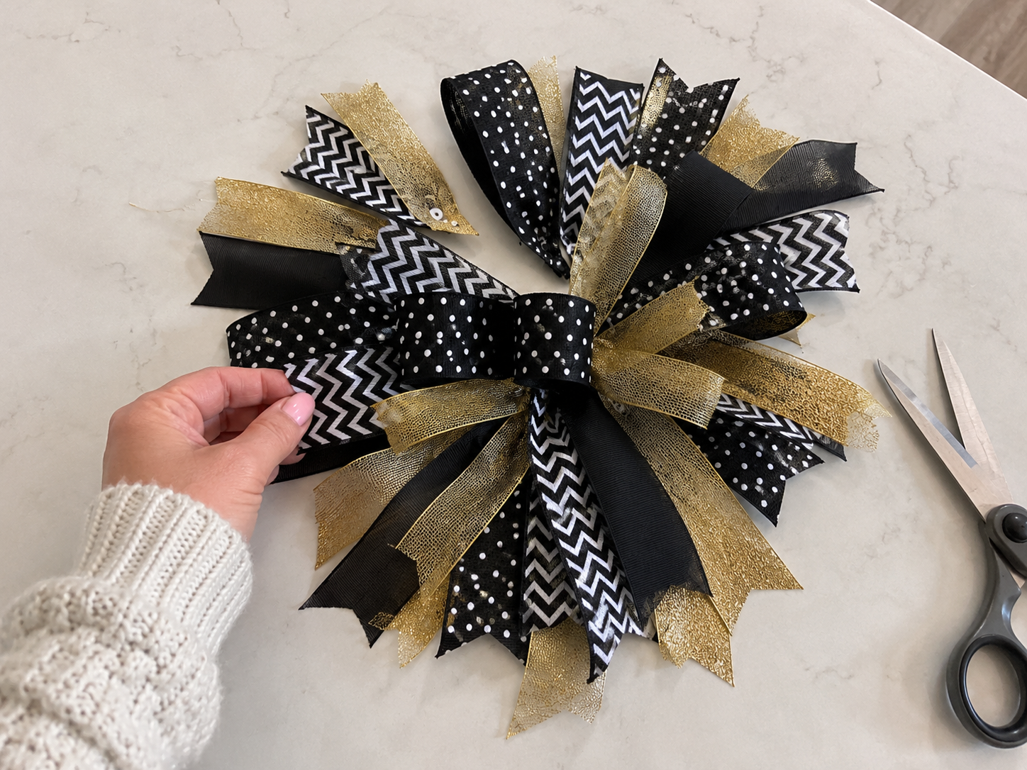 How to prepare ribbon cluster - DIY Dollar Tree Graduation Cap Door Hanger DIY tutorial