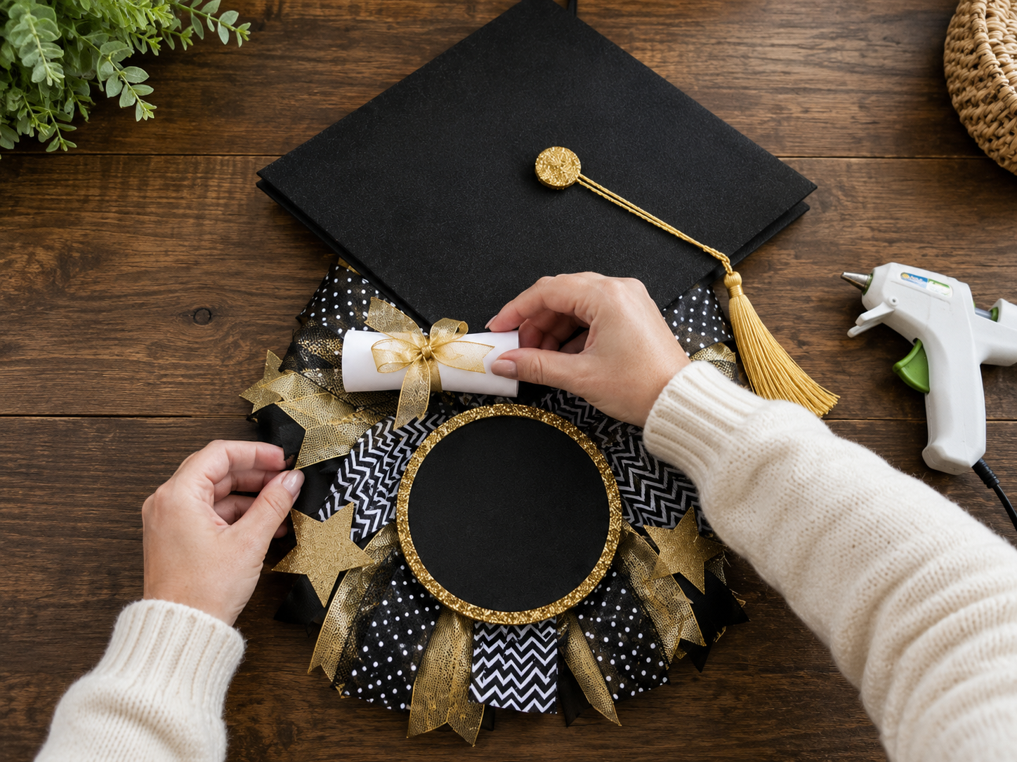 How to craft diploma scroll - DIY Dollar Tree Graduation Cap Door Hanger DIY tutorial