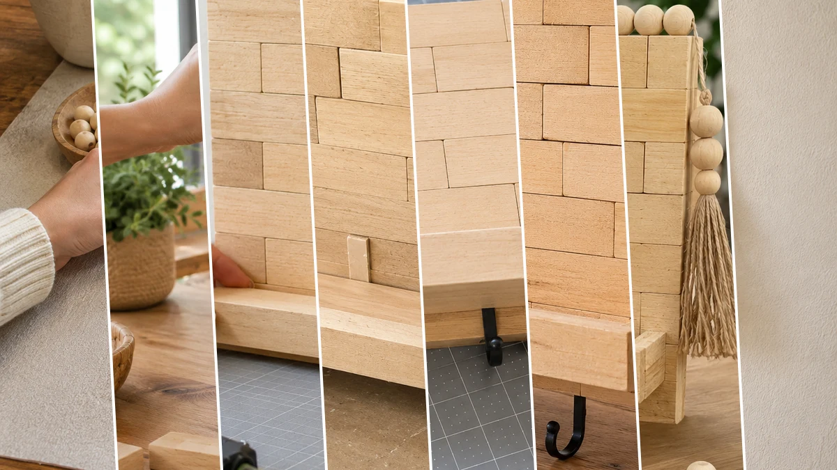 DIY Jenga Block Key Holder with Wooden Beads