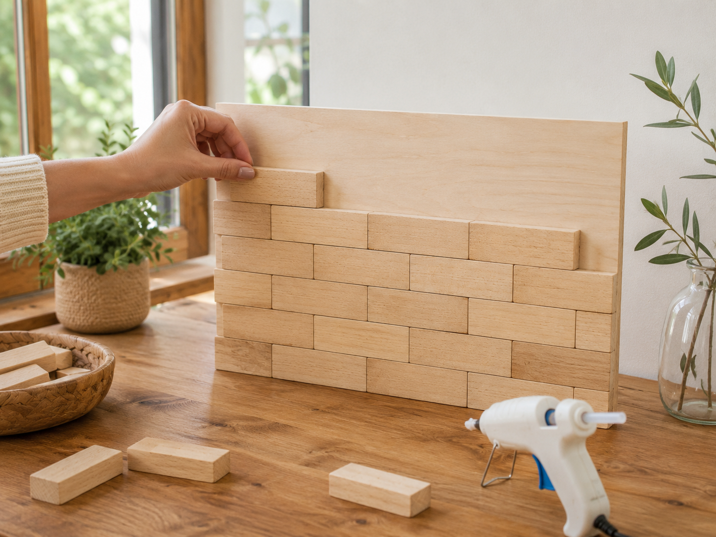How to assemble back panel foundation - DIY Jenga Block Key Holder with Wooden Beads DIY tutorial