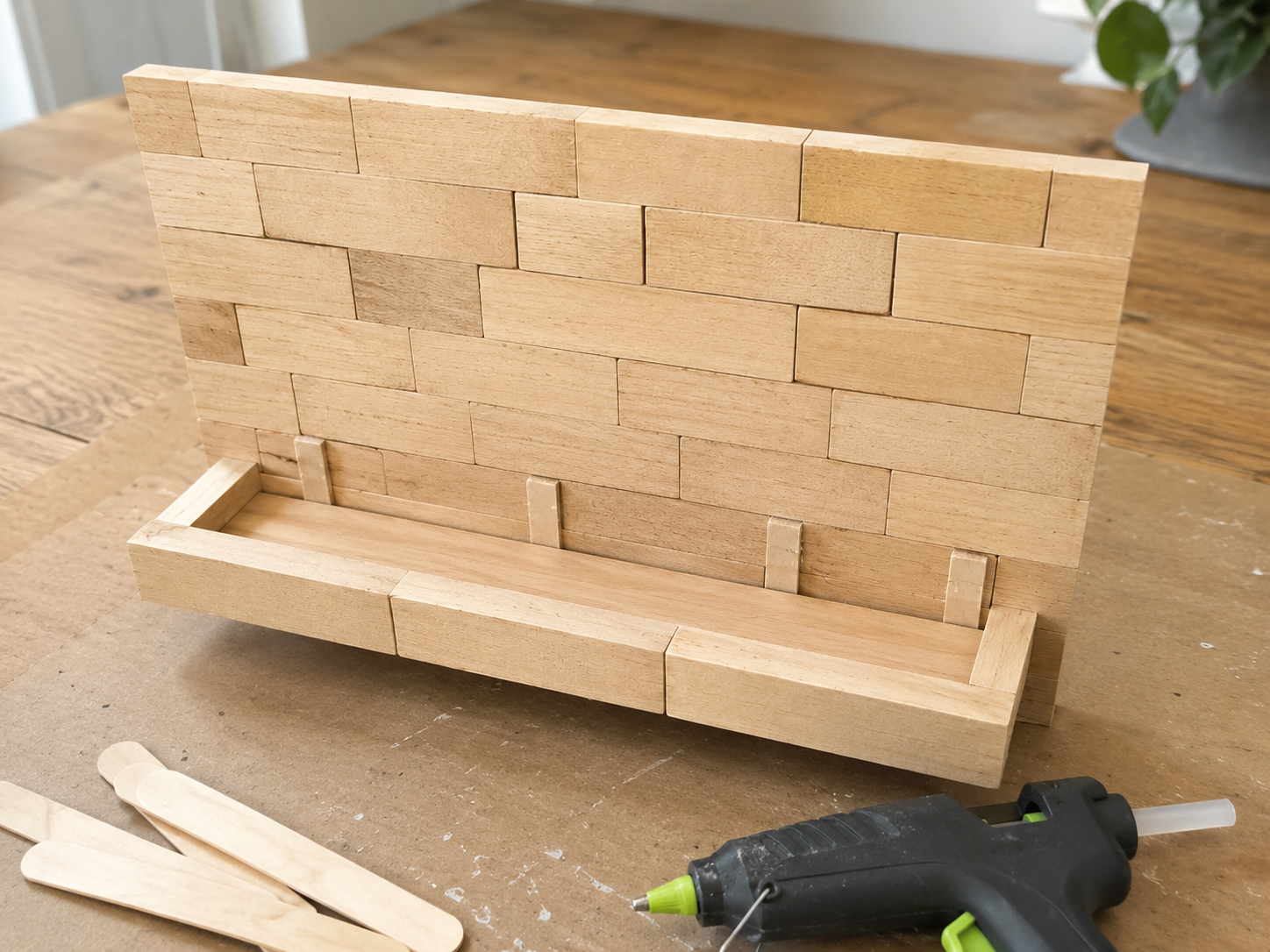 How to build shelf lip & reinforce - DIY Jenga Block Key Holder with Wooden Beads DIY tutorial