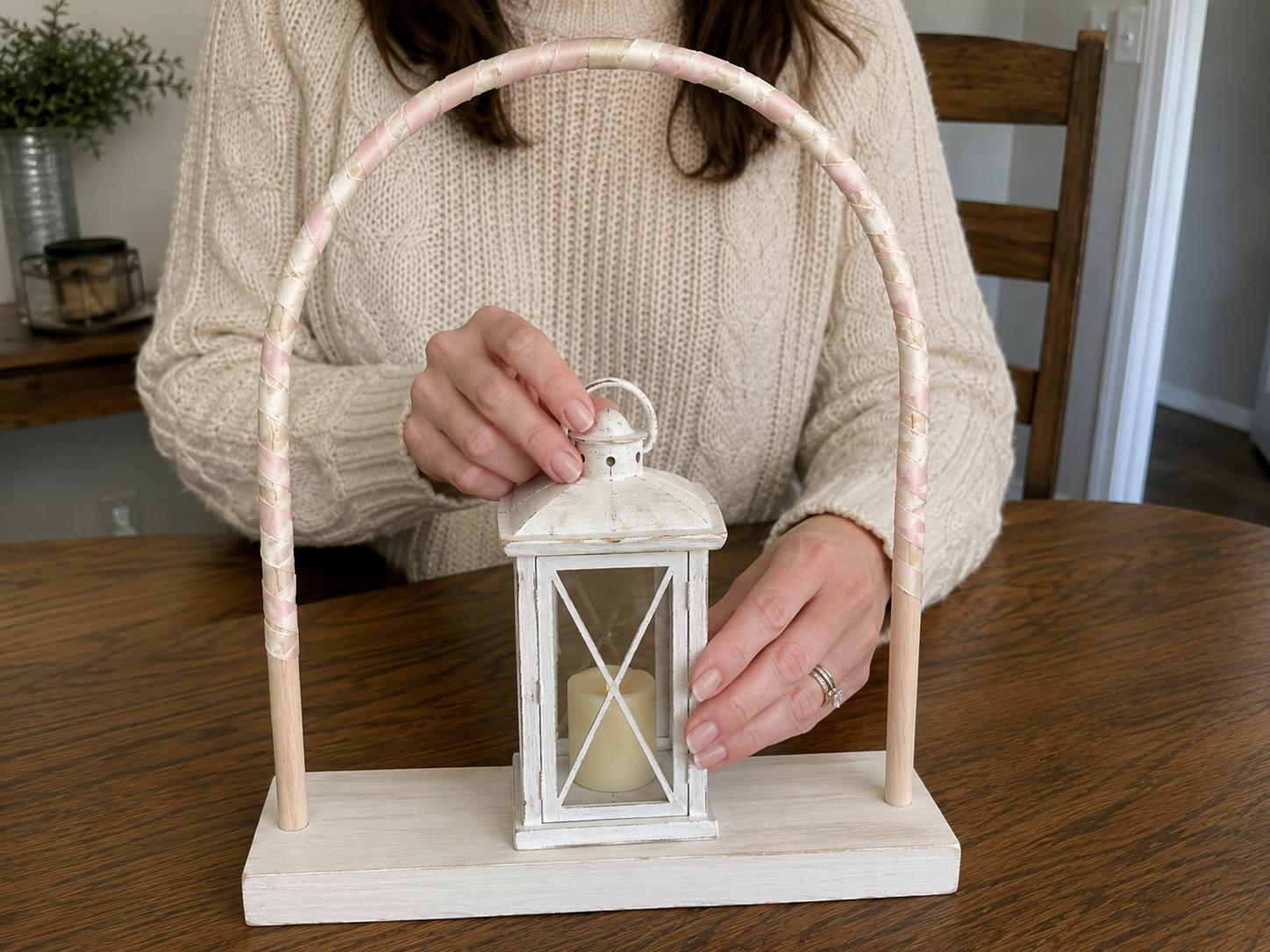 How to position the lantern - Dollar Tree Pastel Lantern Arch Party Centerpiece DIY tutorial