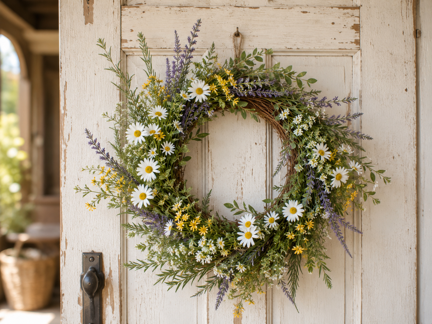 How to secure, trim, and fluff - Easy Summer Wildflower Wreath DIY tutorial