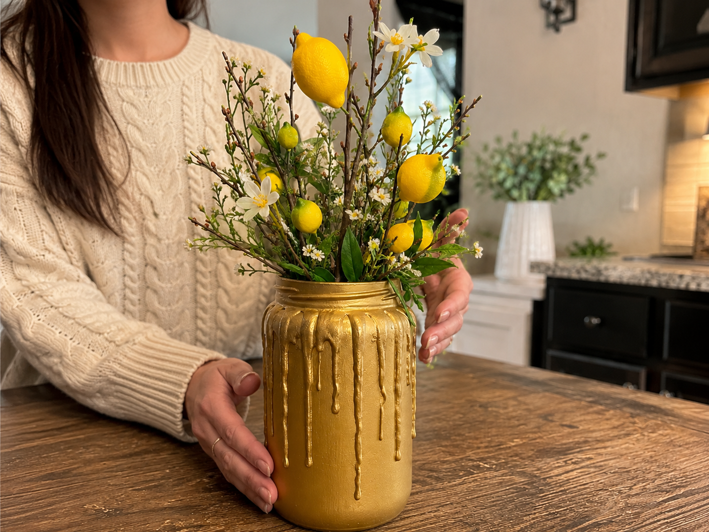 How to final adjustments & sealing - Gilded Lemon Drip Farmhouse Vase: Dollar Tree DIY DIY tutorial