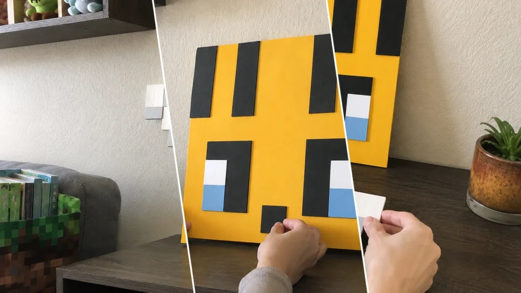 Pixel Bee Wall Art: Minecraft-Inspired Decor