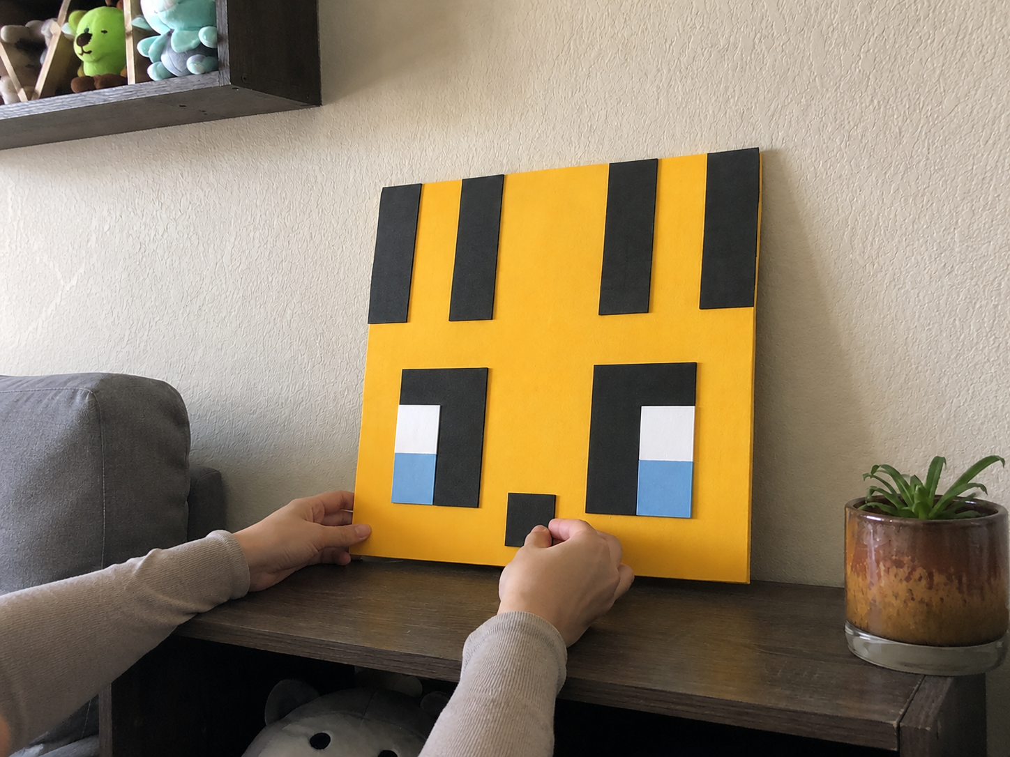 How to add the pixel mouth - Pixel Bee Wall Art: Minecraft-Inspired Decor DIY tutorial