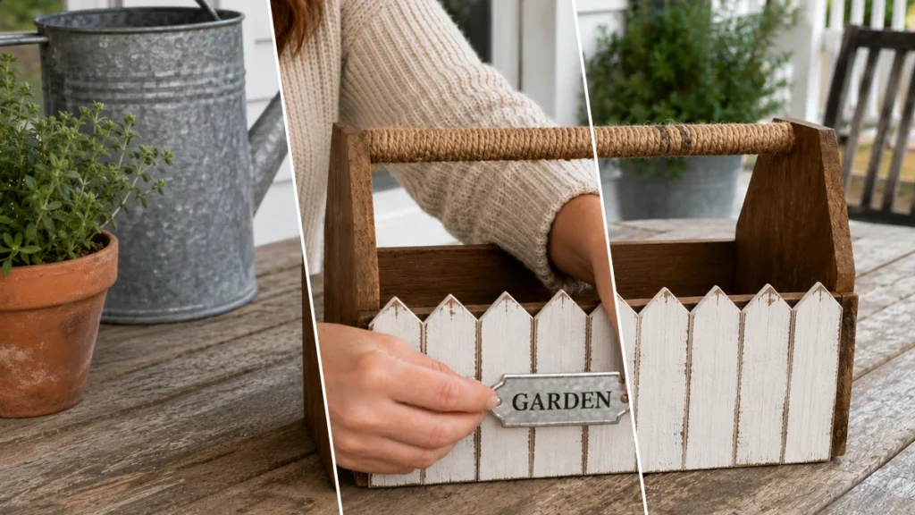 Rustic Farmhouse Garden Tool Caddy
