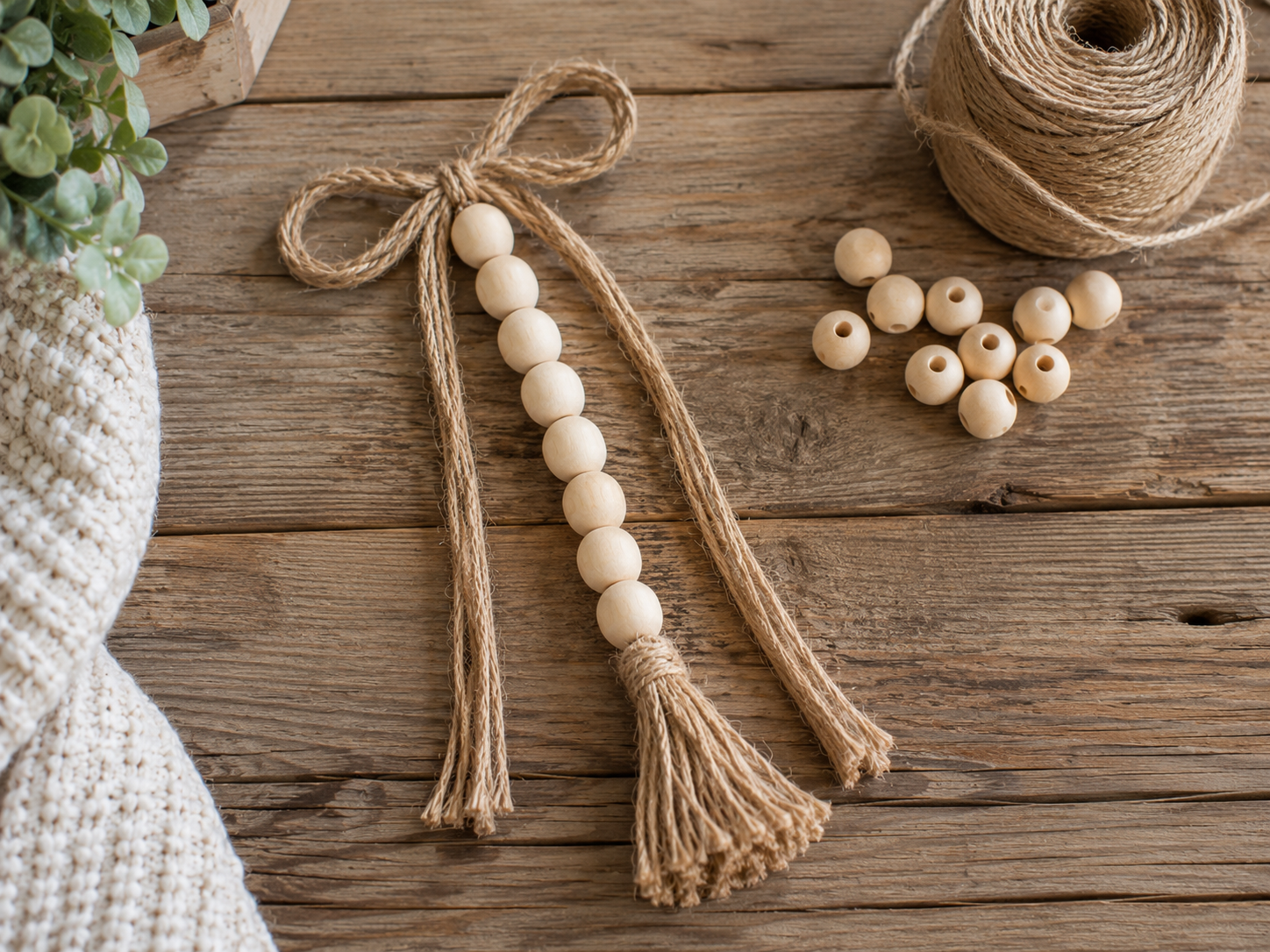 How to craft bow and bead tassel - Rustic Farmhouse Hurricane Candle Holder: High-End Dollar Tree DIY DIY tutorial
