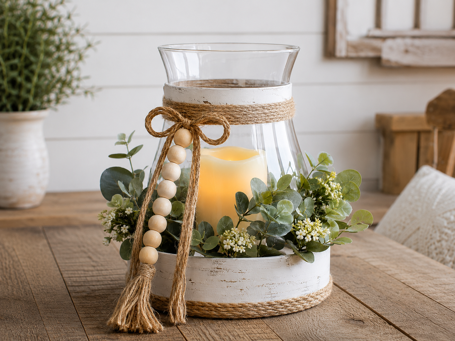 How to assemble & decorate - Rustic Farmhouse Hurricane Candle Holder: High-End Dollar Tree DIY DIY tutorial