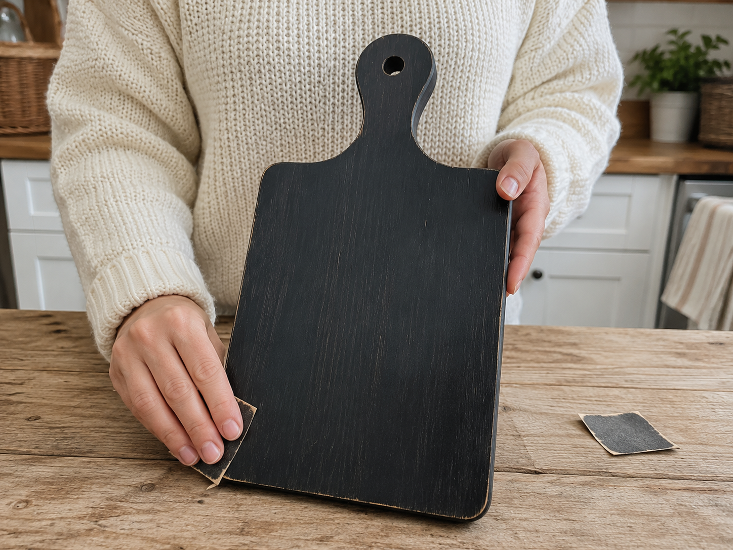 How to prepare & distress board base - Rustic Farmhouse Kitchen Utensil Board Decor DIY tutorial