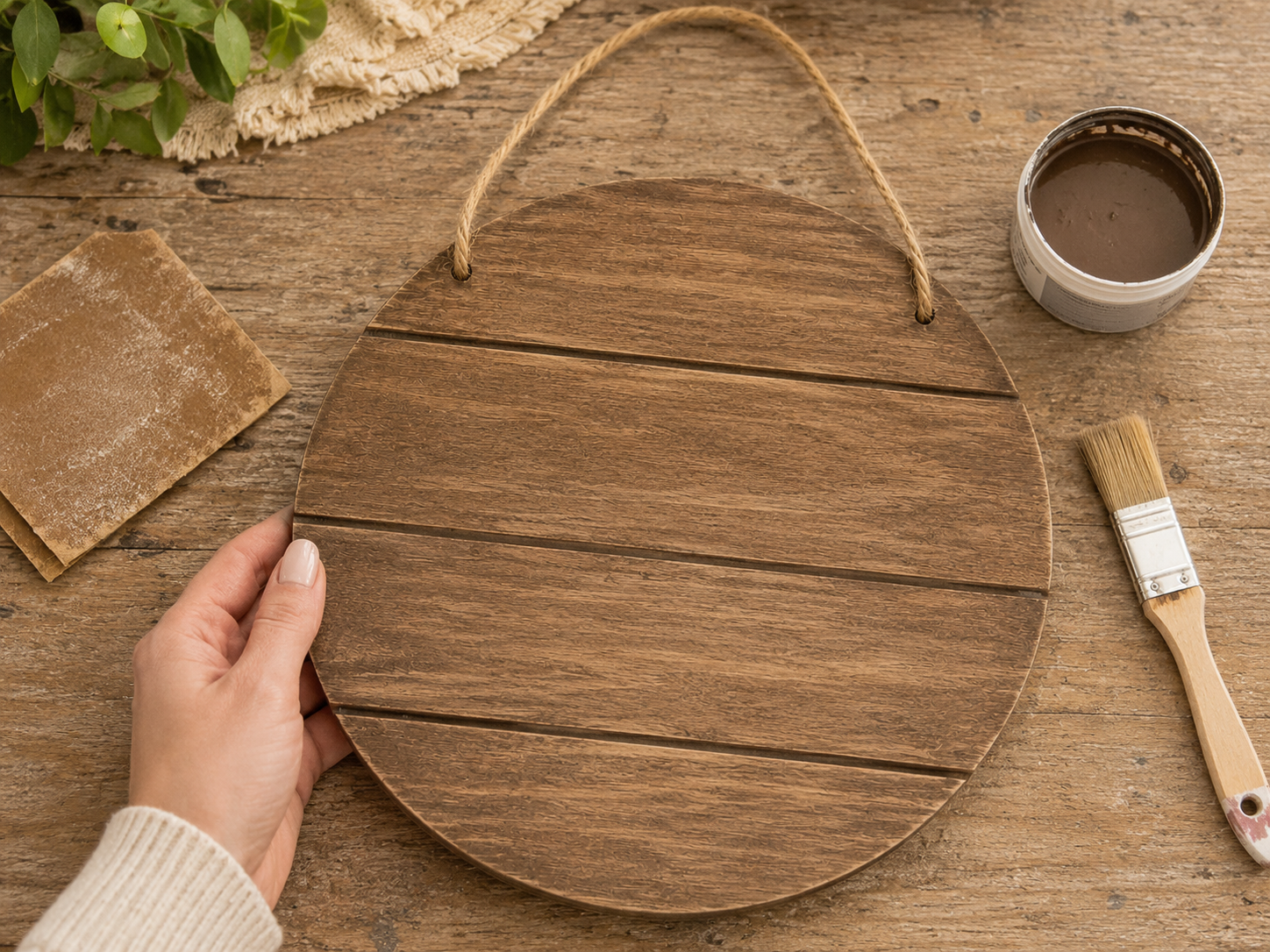 How to prepare the wood base - Rustic Farmhouse Sunflower Door Hanger (Dollar Tree DIY) DIY tutorial