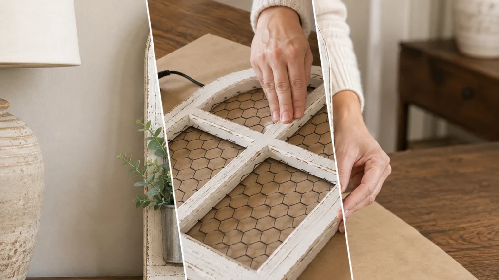 Rustic Farmhouse Window Planter Shelf Decor
