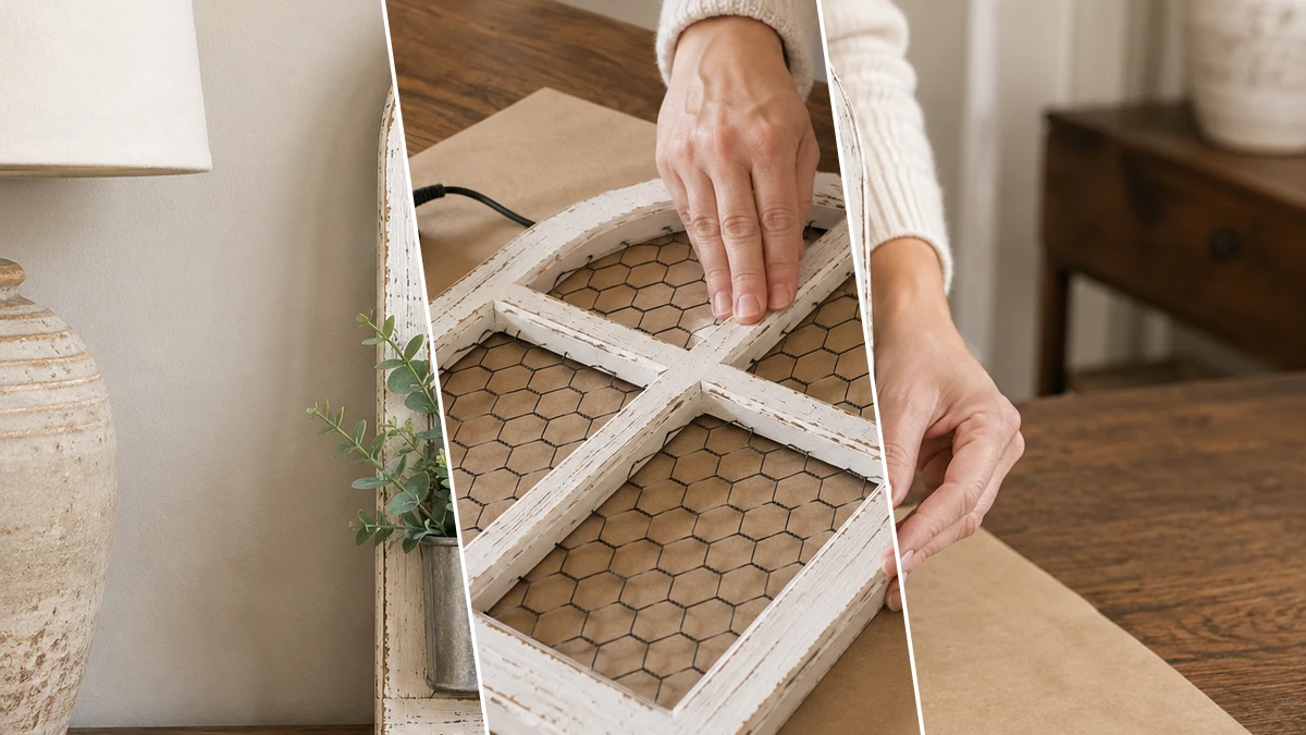 Rustic Farmhouse Window Planter Shelf Decor