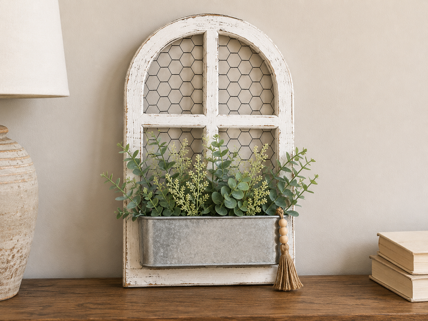How to display your craft - Rustic Farmhouse Window Planter Shelf Decor DIY tutorial