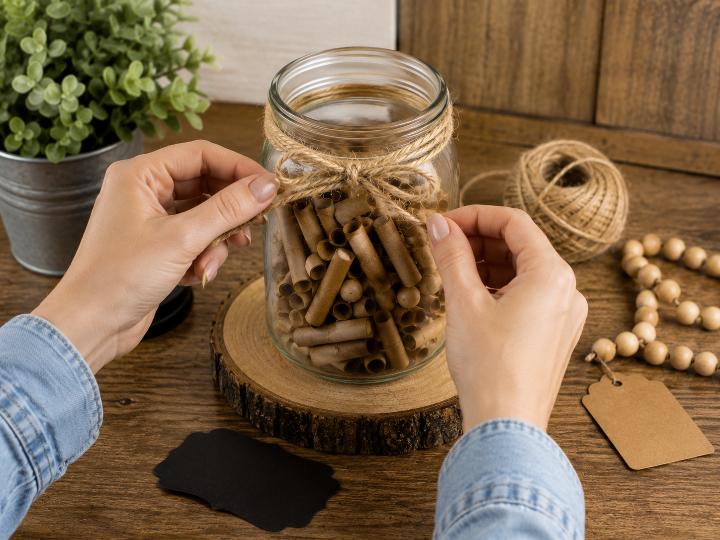 How to decorate with jute twine - Rustic Father’s Day Memory Jar: A Handmade Gift for Dad DIY tutorial
