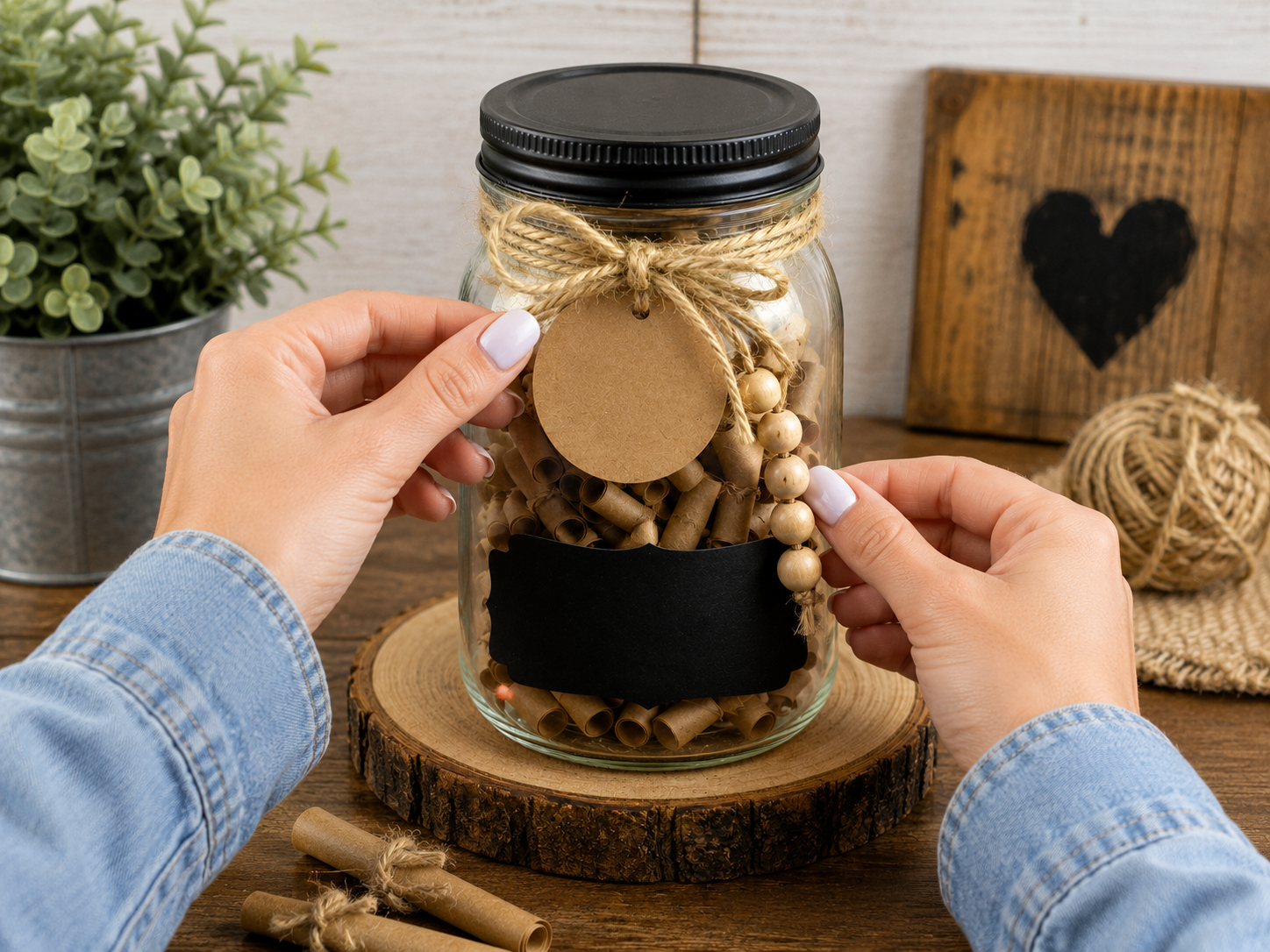 How to final assembly & labeling - Rustic Father’s Day Memory Jar: A Handmade Gift for Dad DIY tutorial
