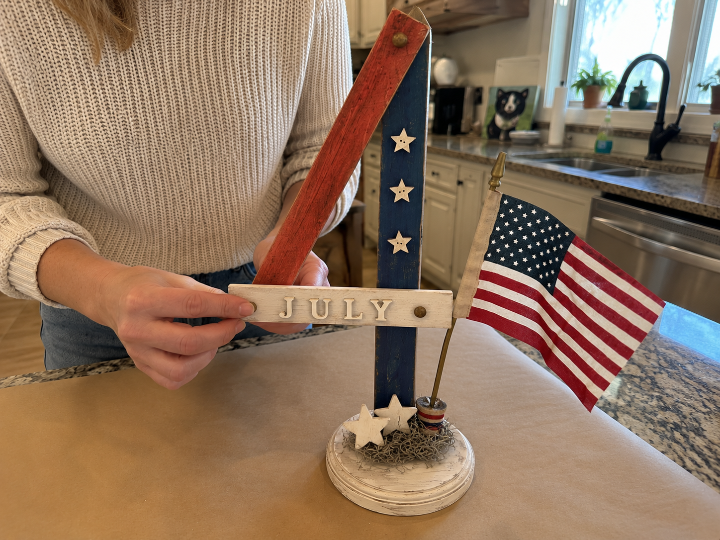 How to add the 'july' sign - Rustic Freedom Flag Stand: DIY 4th of July Decor DIY tutorial