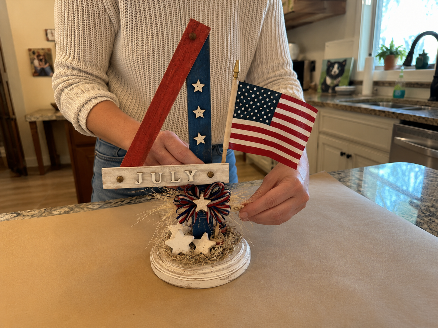 How to incorporate the mini flag - Rustic Freedom Flag Stand: DIY 4th of July Decor DIY tutorial