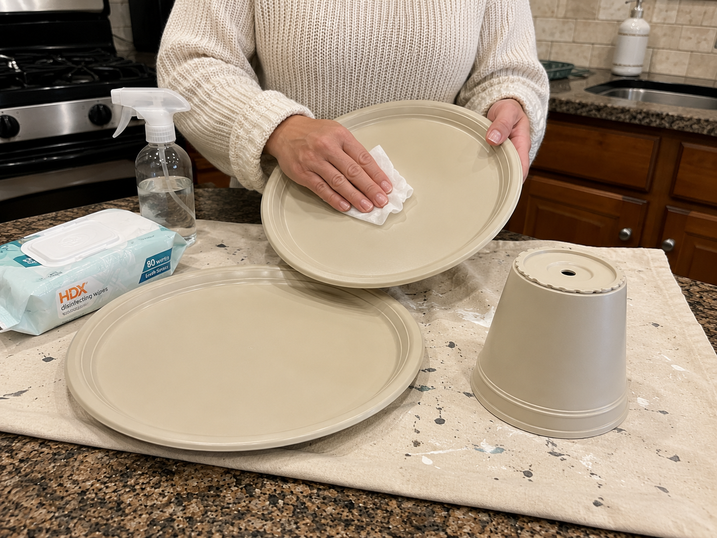 How to prepare plastic components - Rustic Gold Pedestal Kitchen Centerpiece DIY tutorial
