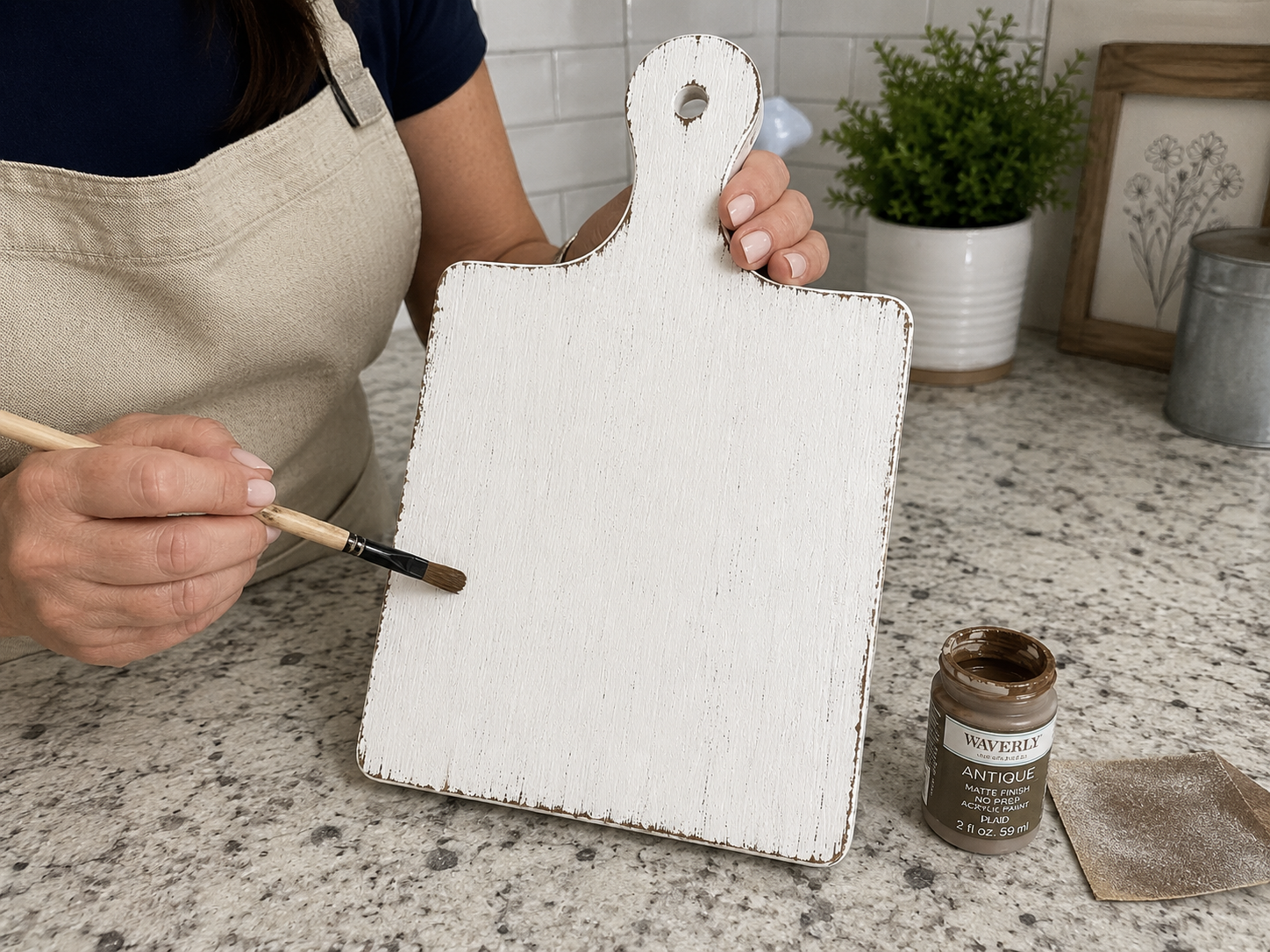 How to prepare & distress main plaque - Rustic Patriotic Cutting Board DIY tutorial