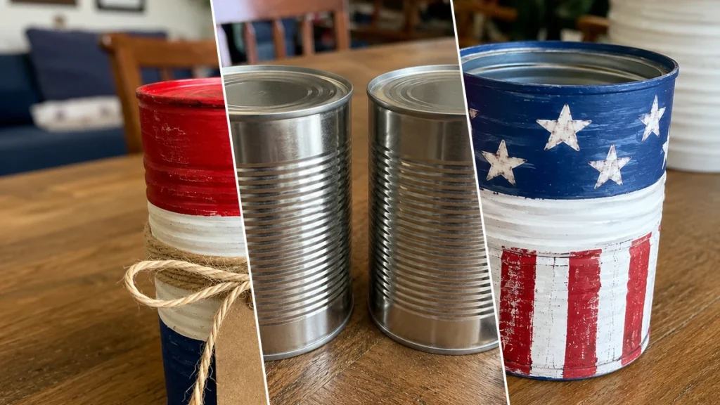 Rustic Patriotic Tin Can Firecracker Decor Set