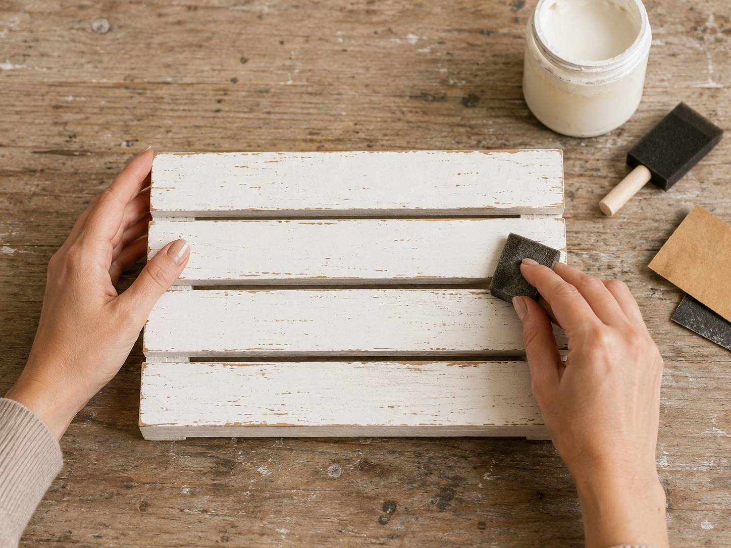 How to paint & distress blocks - Rustic Patriotic Wooden Star Slat Wall Decor DIY tutorial