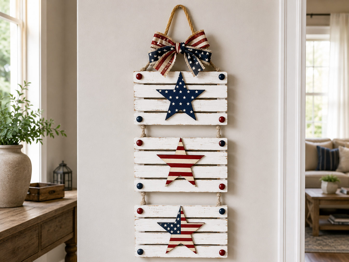 How to display your decor - Rustic Patriotic Wooden Star Slat Wall Decor DIY tutorial