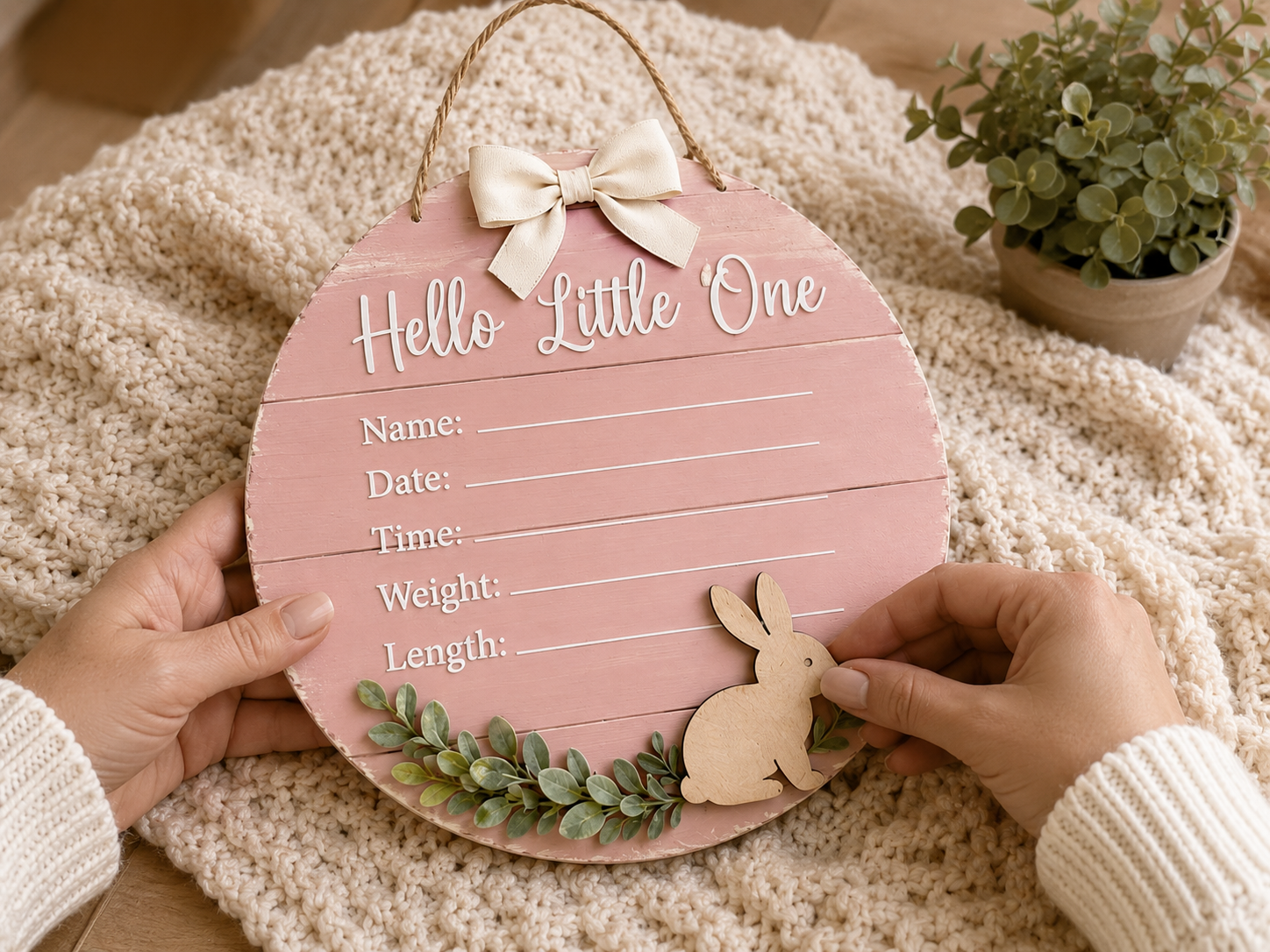How to embellish the pink sign - Sweet Nursery Style Dollar Tree Baby Announcement Signs DIY tutorial