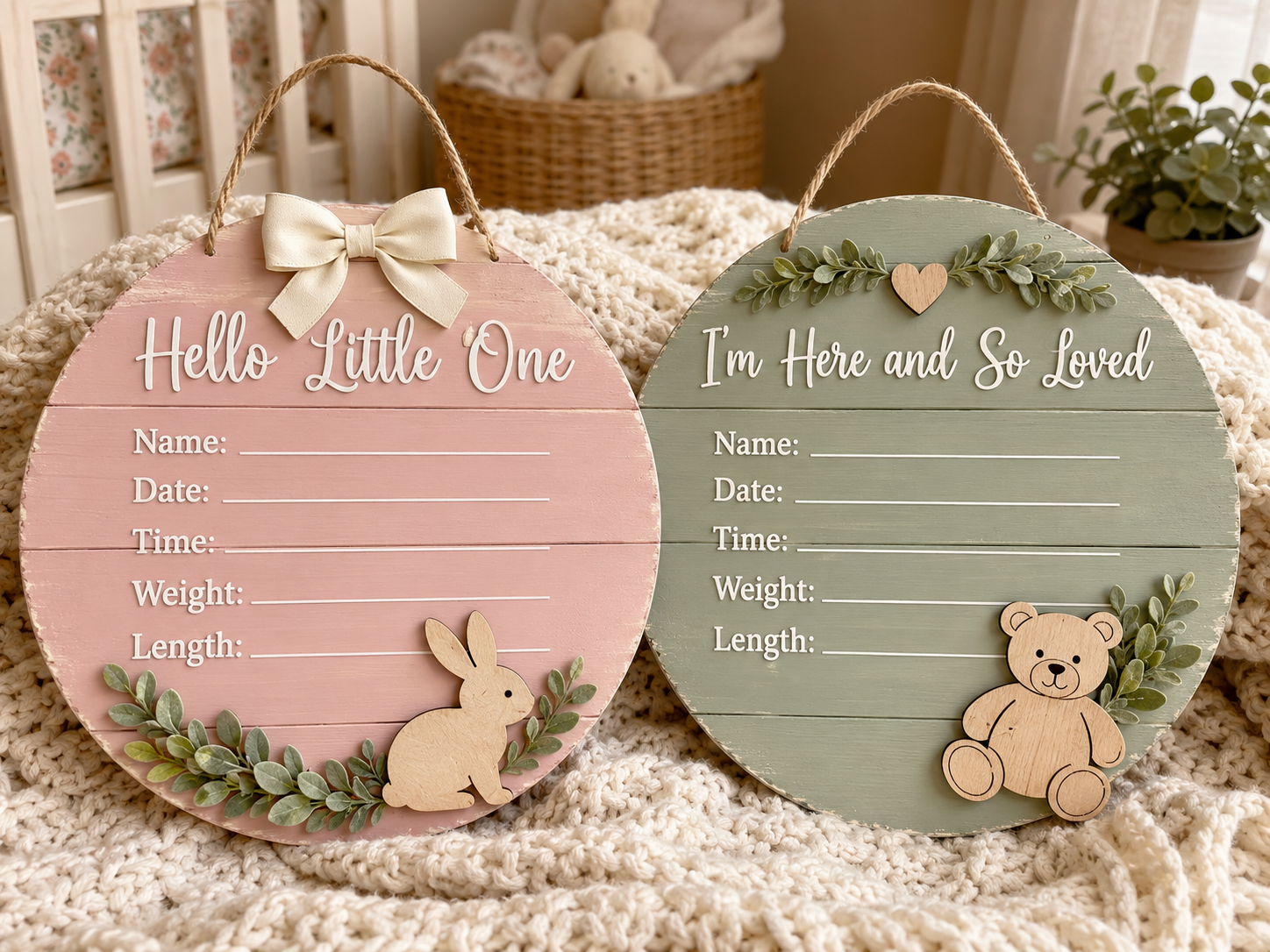 How to style & display - Sweet Nursery Style Dollar Tree Baby Announcement Signs DIY tutorial