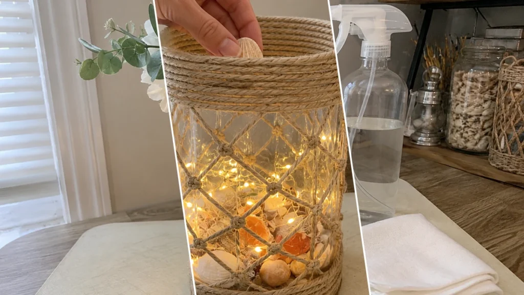 DIY Coastal Summer Lantern Vase: Dollar Tree Style Centerpiece