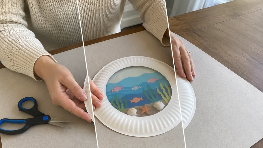DIY Paper Plate Ocean Window Suncatcher