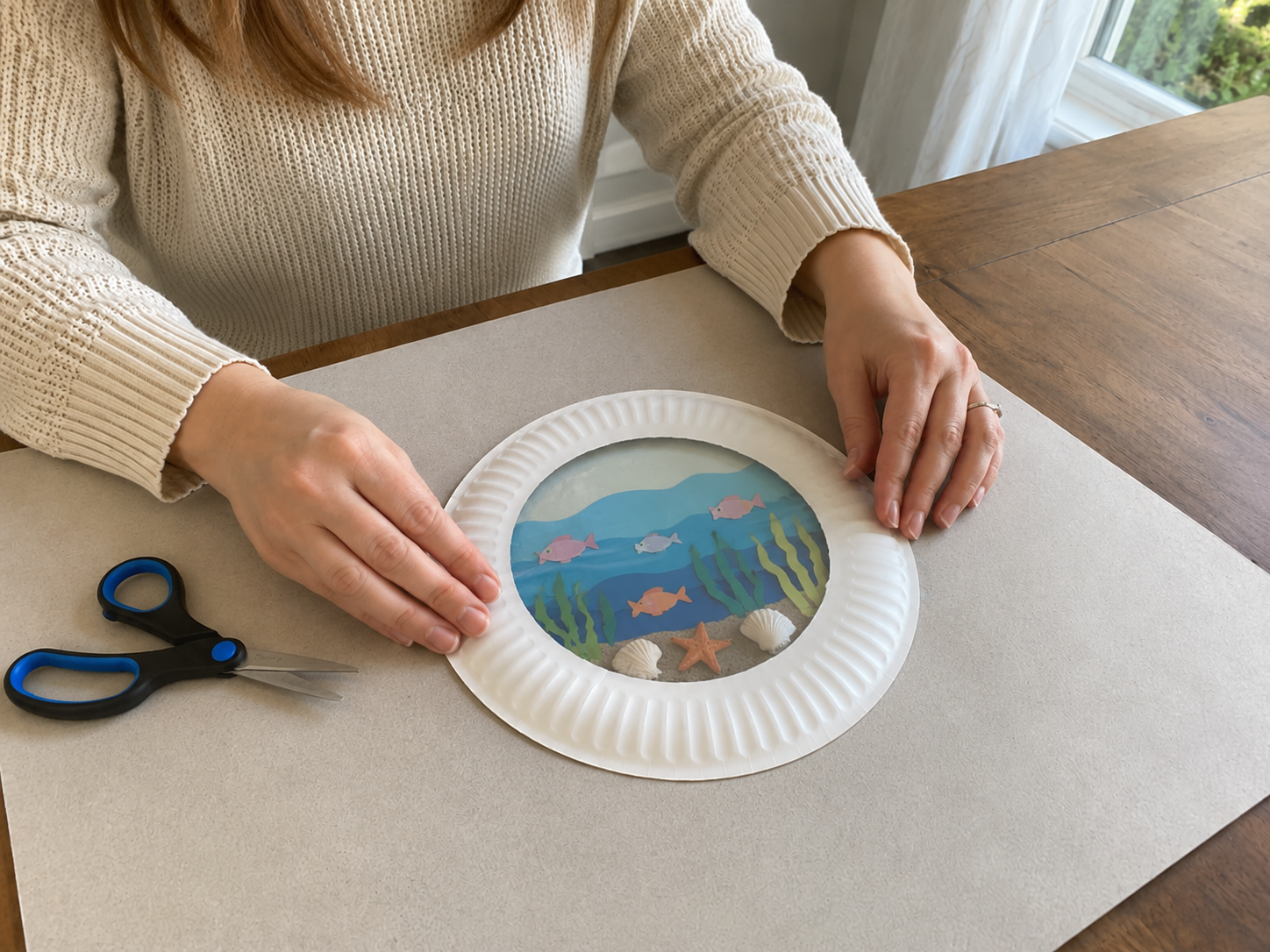 How to seal the ocean window - DIY Paper Plate Ocean Window Suncatcher DIY tutorial