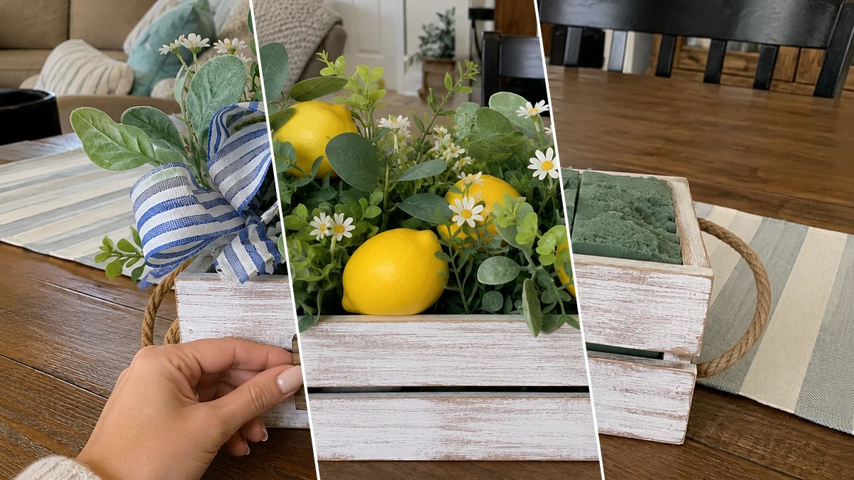 DIY Rustic Lemon & Daisy Summer Centerpiece Crate - DIY Home Decor craft tutorial for Summer & Beach