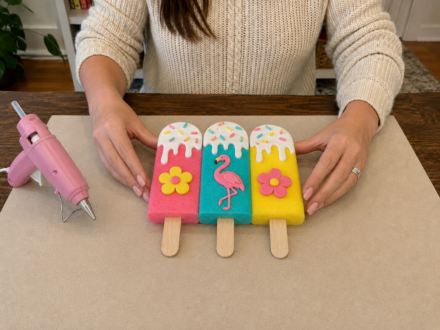 How to group popsicles together - DIY Summer Popsicle Wall Hanging: A Pool Noodle Craft! DIY tutorial