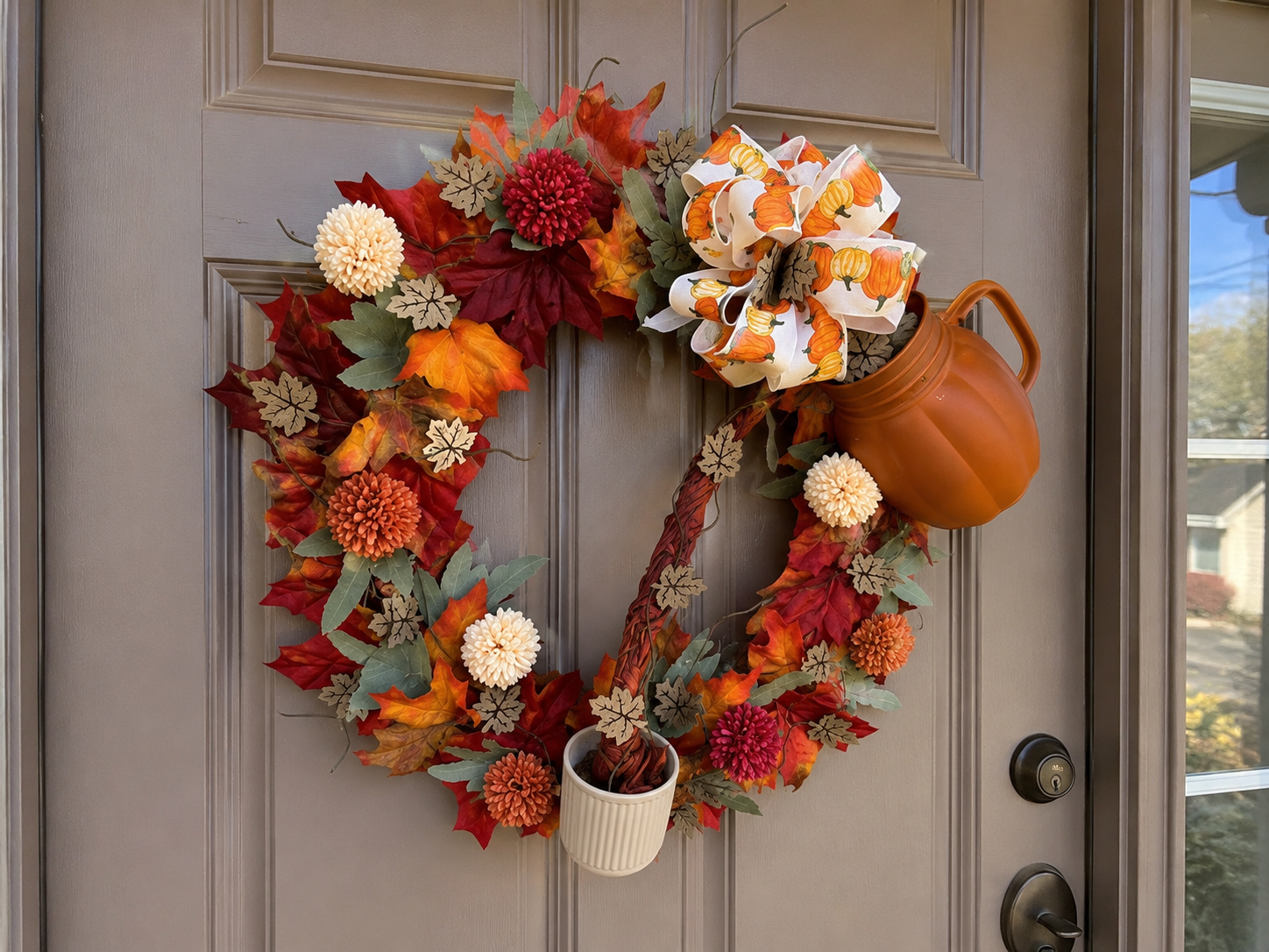 How to final styling & display - Harvest Haven Wreath: A Dollar Tree-Style Fall Statement DIY tutorial